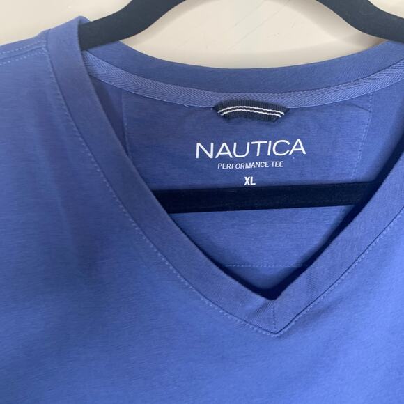 Nautica Blue V Neck T shirt Sz XL Stretch Cotton - Picture 3 of 4